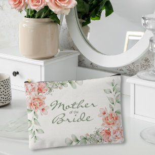 Pochette À Accessoires Coral Sage Green Floral Mère de la mariée