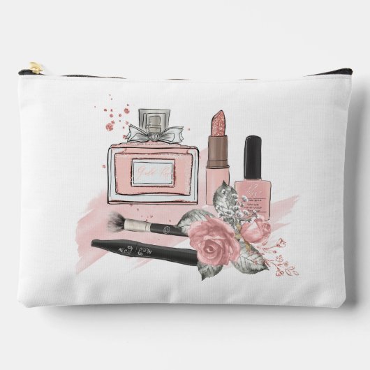 Pochette À Accessoires Cosmétique Ado en rose et blanc (Recto)