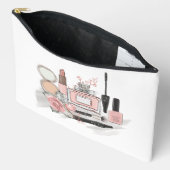 Pochette À Accessoires Cosmétique Ado en rose et blanc (Ouvrir)