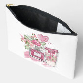 Pochette À Accessoires Cosmétique Ado en rose et blanc (Ouvrir)