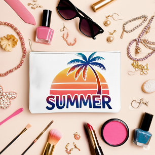 Pochette À Accessoires Coucher de soleil rétro d'été palmier