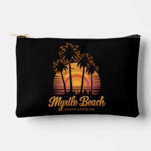 Pochette À Accessoires Coucher de soleil sur un palmier rétro en Caroline