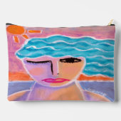 Pochette À Accessoires Coucher de soleil Tableau Abstrait original sur (Verso)