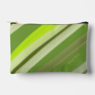 Pochette À Accessoires Couleurs de nom personnalisées Rayures vert citron