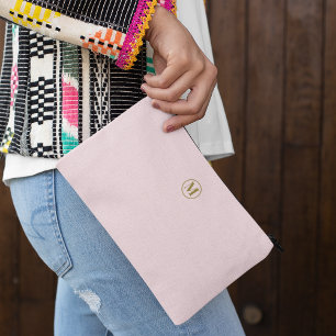 Pochette À Accessoires Coupe Blush Pink Or Initial l Simple Minimaliste