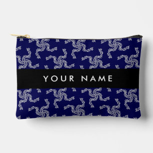 Pochette À Accessoires Couronne de Noël, Bleue, Votre nom, Personnaliser