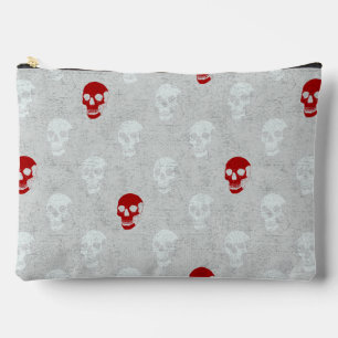 Pochette À Accessoires Crâne anatomique grungy À petits pois rouge blanc