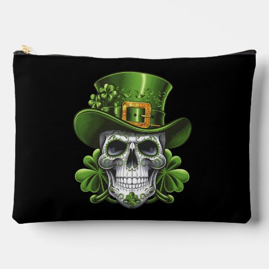 Pochette À Accessoires Crâne de sucre Saint-Patrick Trèfle (Recto)