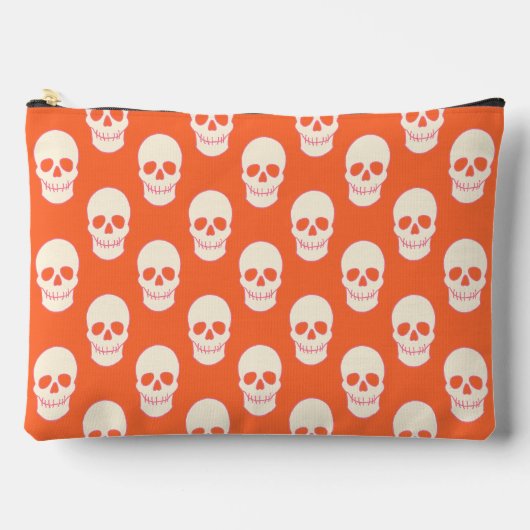 Pochette À Accessoires Crâne en rose, orange et crème (Recto)