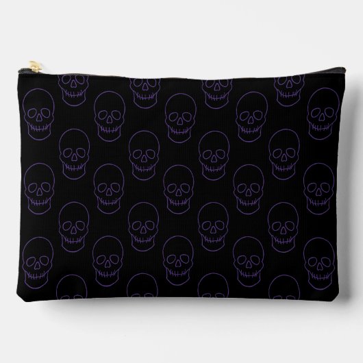 Pochette À Accessoires Crâne en violet et noir (Recto)