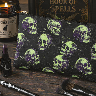 Pochette À Accessoires Crânes aquarelles gothiques Halloween effrayant