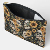 Pochette À Accessoires Crânes et tournesols d'été Éffrayants (Ouvrir)