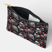 Pochette À Accessoires Crânes gothiques de cuisine avec Rose (Ouvrir)