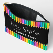 Pochette À Accessoires Crayons couleur arc-en-ciel mignon Professeur pers (Ouvrir)