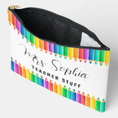 Pochette À Accessoires Crayons couleur arc-en-ciel mignon Professeur pers (Ouvrir)