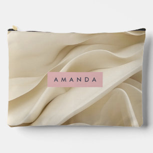 Pochette À Accessoires Crème Douce Personnalisée Flux Minimal Abstrait