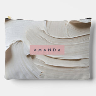 Pochette À Accessoires Crème personnalisée Abstraite brosse