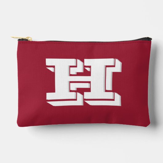 Pochette À Accessoires Crimson White School Varsity Letter Block Monogram (Recto)