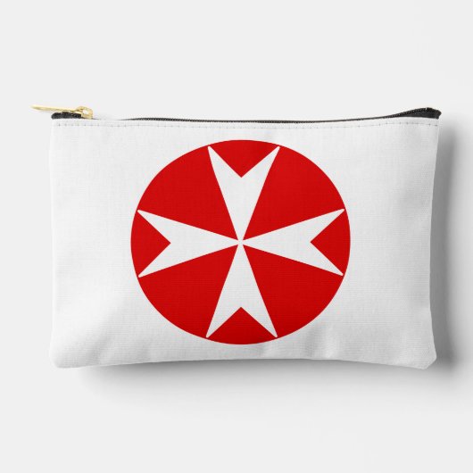 Pochette À Accessoires Croix de Malte v2 (blanc sur rouge) (Recto)