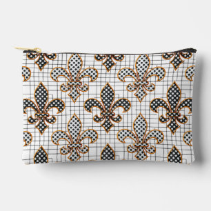 Pochette À Accessoires Croix noire et blanche en hachures à pois Fleur-de