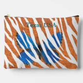 Pochette À Accessoires Cuir orange personnalisé motif blanc (Recto)