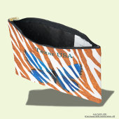 Pochette À Accessoires Cuir orange personnalisé motif blanc