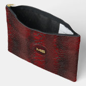 Pochette À Accessoires Cuir Serpent Rouge Monogramme en Relief (Ouvrir)