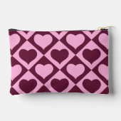 Pochette À Accessoires Custom Heart Checkerboard Pattern Bordeaux Pink -  (Verso)