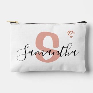 Pochette À Accessoires Custom Monogram Zipper Pouch Blush Pink Letter
