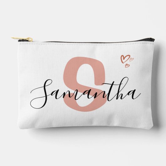 Pochette À Accessoires Custom Monogram Zipper Pouch Blush Pink Letter (Recto)