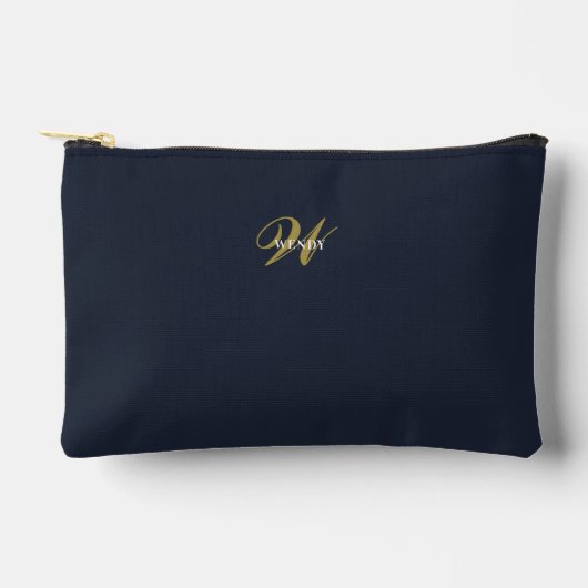 Pochette À Accessoires Custom Navy Blue Gold Monogram Minimal Clean (Recto)