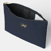 Pochette À Accessoires Custom Navy Blue Gold Monogram Minimal Clean (Ouvrir)
