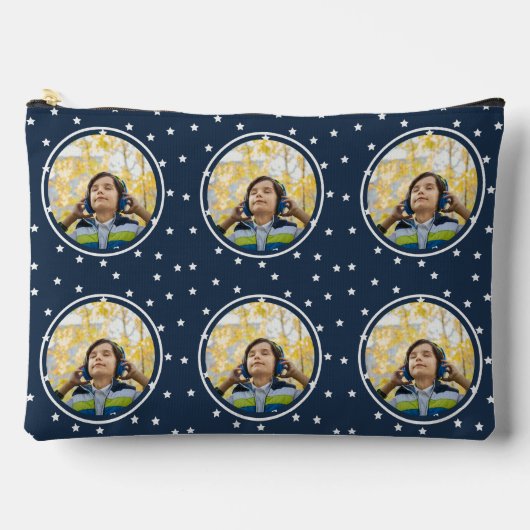 Pochette À Accessoires Custom photo white stars on blue (Recto)