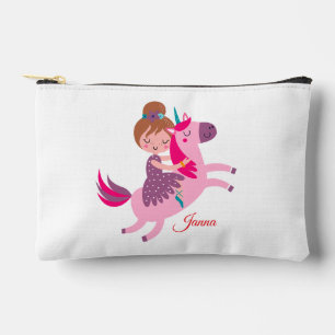 Pochette À Accessoires Cute Blondie Haired Girl équitation sur une licorn