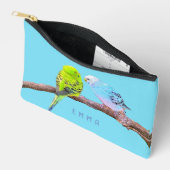 Pochette À Accessoires Cute budgie couple - coutume (Ouvrir)