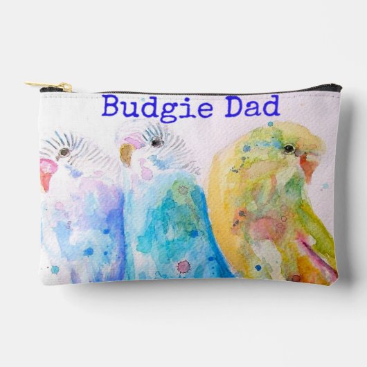 Pochette À Accessoires Cute Budgie Whimsical Watercolor Dad Fathers Day (Recto)