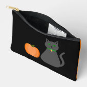 Pochette À Accessoires Cute Halloween Chat et Citrouille (Ouvrir)