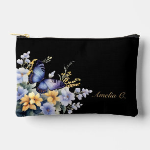 Pochette À Accessoires Cute Personnaliser Papillon & Fleur sauvage