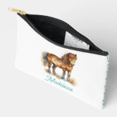 Pochette À Accessoires Cute Pony Aquarelle Cheval Enfants Nom (Ouvrir)