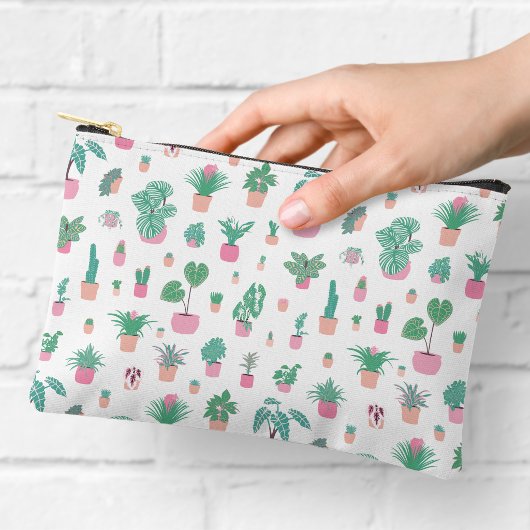 Pochette À Accessoires Cute Potted Plants Pattern Zipper Pouch