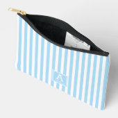 Pochette À Accessoires Cute Poudre Bleu Stripes Initiales Monogrammes (Ouvrir)