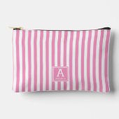 Pochette À Accessoires Cute Rose Chaud Pink Stripes Initiales Monogrammes (Recto)