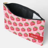 Pochette À Accessoires Cute Rouge Rose fraise thème personnalisé (Ouvrir)
