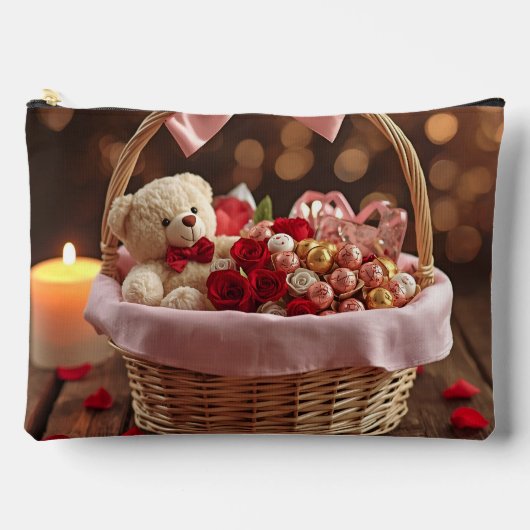 Pochette À Accessoires Cute Teddy Rose Basket Romantic Valentine Makeup (Recto)