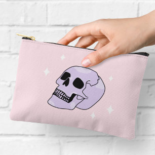 Pochette À Accessoires Cute Witchen Skull rose et violet Zipper Pouch