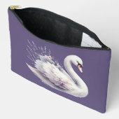 Pochette À Accessoires Cygne aquarelle avec fleurs de lavande (Ouvrir)