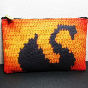 Pochette À Accessoires Cygne Noir Dans Le Coucher De Soleil Orange Croche