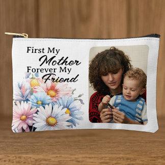 Pochette À Accessoires D'abord ma mère 1 photo fleurs de gerbera blanches