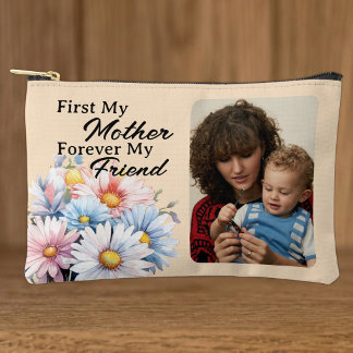 Pochette À Accessoires D'abord ma mère 1 photo gerbera fleurs pêche