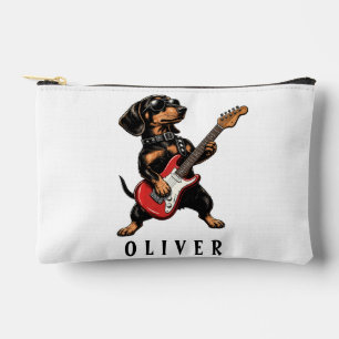 Pochette À Accessoires Dachshund Rocker Cool Chien Jouant de la Guitare É
